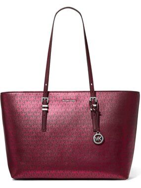 Women’s Silver-tone Hardware/Foil Printed Mk Signature Smooth Nappa Leather/Oxbl